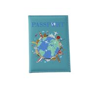Uqezagpa Custodie porta passaporti Porta carte in pelle PU Stampa a colori Copertine per passaporti globali Accessori da viaggio per donne e uomini Stampa a colori Copertura passaporto globale per