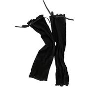 Uqezagpa Donne Vedere Attraverso Pieghe Increspato Gamba Copertura Dolce Nastro Bowknot Sottile Calzini Senza Piedi Volant Trim Stretch Dolce Bowknot Maniche trasparenti, Nero , Taglia unica