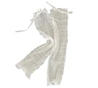 Uqezagpa Donne Vedere Attraverso Pieghe Increspato Gamba Copertura Dolce Nastro Bowknot Sottile Calzini Senza Piedi Volant Trim Stretch Dolce Bowknot Maniche trasparenti, bianco, Taglia unica