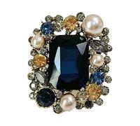 Uqezagpa Elegante accessorio di fissaggio per abbigliamento alla moda gioielli spilla vintage spilla da bavero con cristallo per donna, Size Approx. 1.57x1.89inch4x4.8cm, Metallo, Berillo