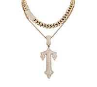 Uqezagpa Elegante collana a catena con diamanti pieni e croci cubane unisex collana con croci piene disegni catena cubana gioielli al collo gioielli alla moda, cuban chain 3, come descritto, come