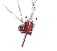 Uqezagpa Elegante collana a forma di cuore con spade che simboleggia amore e forza, per anniversari o San Valentino, 50cm, Metallo