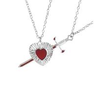 Uqezagpa Elegante collana a forma di cuore con spade che simboleggia amore e forza, per anniversari o San Valentino, 50cm, Metallo