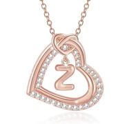 Uqezagpa Elegante collana con ciondolo a forma di cuore in lega con iniziali e zirconi scintillanti, per tutti i giorni, casual, alla moda, collana con ciondolo a forma di cuore, C, come descritto