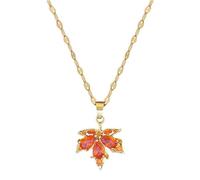 Uqezagpa Elegante collana con ciondolo a forma di foglia d'acero con intarsio verde, per donne alla moda che cercano la natura ispirano gioielli dichiarazione, Size 1.6x2.1cm/0.63x0.83inch, Acciaio