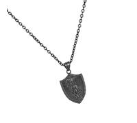 Uqezagpa Elegante collana da uomo con ciondolo a forma di arcangelo in acciaio inox, con ciondolo a forma di scudo angelico, SizeApprox.39x26mm/1.53x1.02inches, Acciaio al titanio, Nessuna pietra