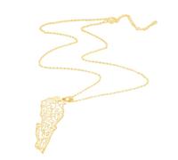 Uqezagpa Elegante collana in metallo con mappa del Libano, lunghezza regolabile, per uomini e donne, girocollo alla moda, SizeApprox.29.3x31.7mm/1.15x1.25inch, Acciaio al titanio, Nessuna pietra