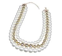 Uqezagpa Elegante collana multistrato di perle d'imitazione accessorio elegante e alla moda per feste forniture festival o abbigliamento casual imitazione perle collana punk, Misura unica, come
