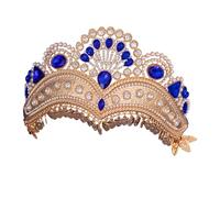 Uqezagpa Elegante corona da sposa con strass diademi fatti a mano con cristalli copricapo regolabile accessori per capelli da sposa, Height 13* Diameter 12CM, Lega, Berillo