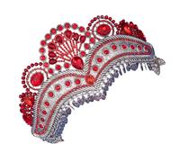 Uqezagpa Elegante corona da sposa con strass diademi fatti a mano con cristalli copricapo regolabile accessori per capelli da sposa, Height 13* Diameter 12CM, Lega, Berillo