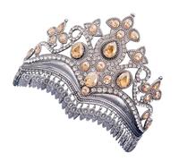 Uqezagpa Elegante corona da sposa con strass diademi fatti a mano con cristalli copricapo regolabile accessori per capelli da sposa, Height 13* Diameter 12CM, Lega, Berillo