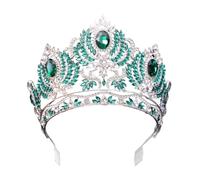 Uqezagpa Eleganti corone di cristallo con pettine per donne belle principesse diadema per compleanno e speciale, Diameter 16.5cm, Height 11.8cm, Lega