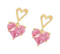 Uqezagpa Eleganti orecchini a forma di cuore con zirconi per donne alla moda, comodi da indossare in lega robusta e robusti, 5*5*3, Metallo, Berillo