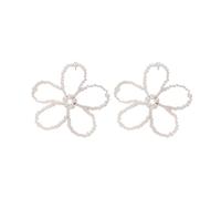 Uqezagpa Eleganti orecchini a forma di fiore con perline di cristallo, sofisticati orecchini a perno con perline eleganti, 7.5*7.5, CCB·, perla d'imitazione, cristallo, Nessuna pietra preziosa