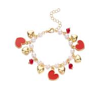 Uqezagpa Fascino di amore regolabile con fragola ciliegia cuore e perle perline decorazione per le donne abbigliamento casual donna trendy, as shown, lega metall