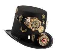 Uqezagpa Feltri Cappello a cilindro con occhiali monoculari regolabili e catena di metallo copricapo costume di Halloween per abiti da festa a tema Halloween Accessori pirata