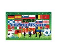 Uqezagpa Festone con bandierine europee decorative per feste, motivo: calcio 2024, con bandierine da 1,1 x 1,8 m