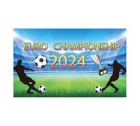 Uqezagpa Festone con bandierine europee decorative per feste, motivo: calcio 2024, con bandierine da 1,1 x 1,8 m