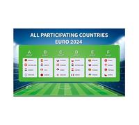 Uqezagpa Festone con bandierine europee decorative per feste, motivo: calcio 2024, con bandierine da 1,1 x 1,8 m