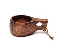 Uqezagpa Finlandia Kuksa Tazza da caffè portatile con manico in legno di acacia, gancio in corda, tazza da latte, tazza da caffè, bicchieri da latte per adulti, tazza in legno per bere tazza