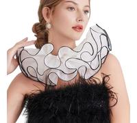 Uqezagpa Gorgiera Per Collo Da Festa A Tema Costume Da Clown Colletto In Rete Traspirante Accessorio Trasformazione Halloween Collare Gorgiera Halloween