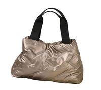 Uqezagpa Grande borsa imbottita in morbido cotone con interno spazioso e pratica borsa in poliestere con manico superiore per lavoro o viaggio borsa pratica leggera, Caffè chiaro al caramello, One