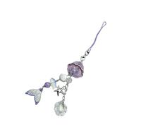 Uqezagpa Grazioso ciondolo a forma di sirena, in lega robusta, cinturino per telefono, facile da usare, accessorio alla moda per borsa, decorazione, coda di sirena, charm con perline