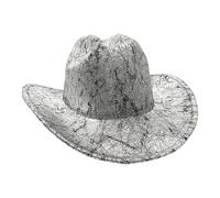 Uqezagpa Homburg Fedoras con stampa unica Fedoras cappello top classico Porkpie per ragazzi uomini accessori per feste a tema festival, Argento, Taglia unica