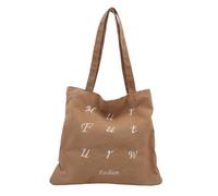 Uqezagpa Lettere alla moda ricamo velluto a coste borsa a tracolla grande capacità borsa per le signore shopping e lavoro pendolarismo donna borsa casual, cachi, One Size