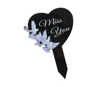 Uqezagpa Memorials Keepsakes Placche a forma di cuore decorazione acrilica della memoria per lapesite resistente alle intemperie cimitero commemorativi