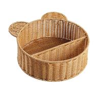 Uqezagpa Mensola decorativa multiuso in rattan con orecchie da orso per organizzare in modo ordinato libri, giocattoli e accessori, cestino portaoggetti da appendere