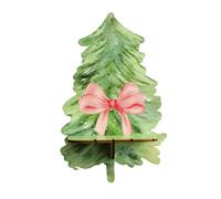 Uqezagpa Mensola galleggiante da parete con fiocco verde alberi di Natale mensola portaoggetti in legno per decorazioni domestiche atmosfere festival