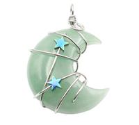 Uqezagpa Mezzaluna E Stella Ciondolo Artistico Avvolto Luna E Stella Ciondolo Accessorio Pietra Naturale Gioielli Ornamento Gioielli Moda, Misura unica, come descritto, come descritto