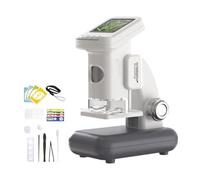 Uqezagpa Microscopio digitale a doppio modo per i bambini con schermo a colori da 2 pollici costruito in luce e batteria ricaricabile portatile