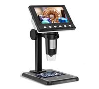 Uqezagpa Microscopio digitale LCD con 8 luci LED regolabili multifunzione microscopio per ispezione circuito stampato e pelle