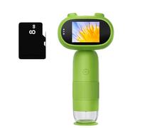 Uqezagpa Microscopio digitale portatile per bambini, ingrandimento 1000x, fotocamera da 2 MP, schermo da 2 pollici, illuminazione a LED per bambini