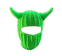 Uqezagpa Novità Devil Horn Face Cover Hat Knit Cap Per Donne Uomini Inverno Caldo Adulto Costume di Halloween Gioco di Ruolo Cap Devil Horn Autunno