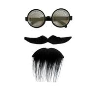 Uqezagpa Occhiali da barba falsa con lente divertente baffi mento barba pirata Halloween Cosplay puntelli set barbe di Natale vecchio baffi simulato divertente mento occhiali con lente