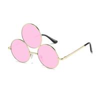 Uqezagpa Occhiali rotondi a tre montature per ragazze adolescenti lenti colorate 2000 alla moda moda natale occhiali da sole per donne uomini estetica