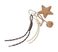Uqezagpa Ornamento per borsa a forma di stella, realizzato a mano, in pelle marrone kaki, decorazione unica per borsa aggiunge un tocco di eleganza a tutti i giorni, Length 19cm, Pelle