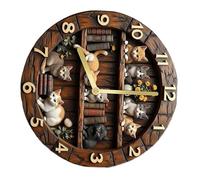 Uqezagpa Orologio da parete con gatti in stile retrò con movimento silenzioso in silice e cornice in legno orologio da parete decorativo per la decorazione della casa bella decorazione del gatto