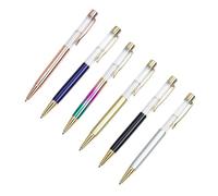 Uqezagpa Penna a sfera retrattile in metallo, 6 pezzi, penna a sfera con clip per firma per ospiti, regalo aziendale, penne di cristallo