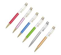 Uqezagpa Penna a sfera retrattile in metallo, 6 pezzi, penna a sfera con clip per firma per ospiti, regalo aziendale, penne di cristallo