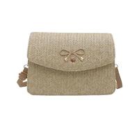Uqezagpa Piccola borsa quadrata di paglia di modo delle borse a tracolla con la cinghia regolabile della borsa della spalla per le feste e la valorizzazione degli abiti amichevole borsa, cachi, One