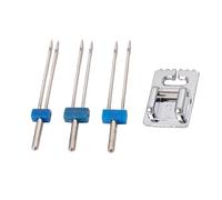 Uqezagpa Piedino per macchina da cucire con ago doppio e nervature, set 2/90 3/90 4/90 ago gemello per cuciture decorative
