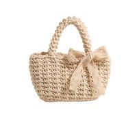 Uqezagpa Pochette in paglia Borsa per le donne Borsa in paglia Borsa intrecciata a mano con manico superiore Borsa da spiaggia Estati Borsa da spiaggia in tessuto Pochette Borsa con manico superiore