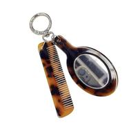 Uqezagpa Portachiavi alla moda multifunzionale leopardato pettine portachiavi per la cura dei capelli elegante portachiavi creativo ciondolo borsa