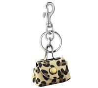 Uqezagpa Portamonete portatile e portachiavi Combo realizzato in robusta pelle PU, ideale per studenti pendolari e, Leopardo giallo., Lunghezza 11 cm