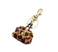 Uqezagpa Portamonete portatile e portachiavi Combo realizzato in robusta pelle PU, ideale per studenti pendolari e, Caffè leopardato, Lunghezza 11 cm