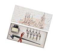 Uqezagpa Retro Dip Pen Holder Con Pennini Inglese scrittura Dip Pen Point Holder Obliqui Pennini Per Disegno Scrittura Ombreggiatura Obliquo Per Calligrafia Inglese Con